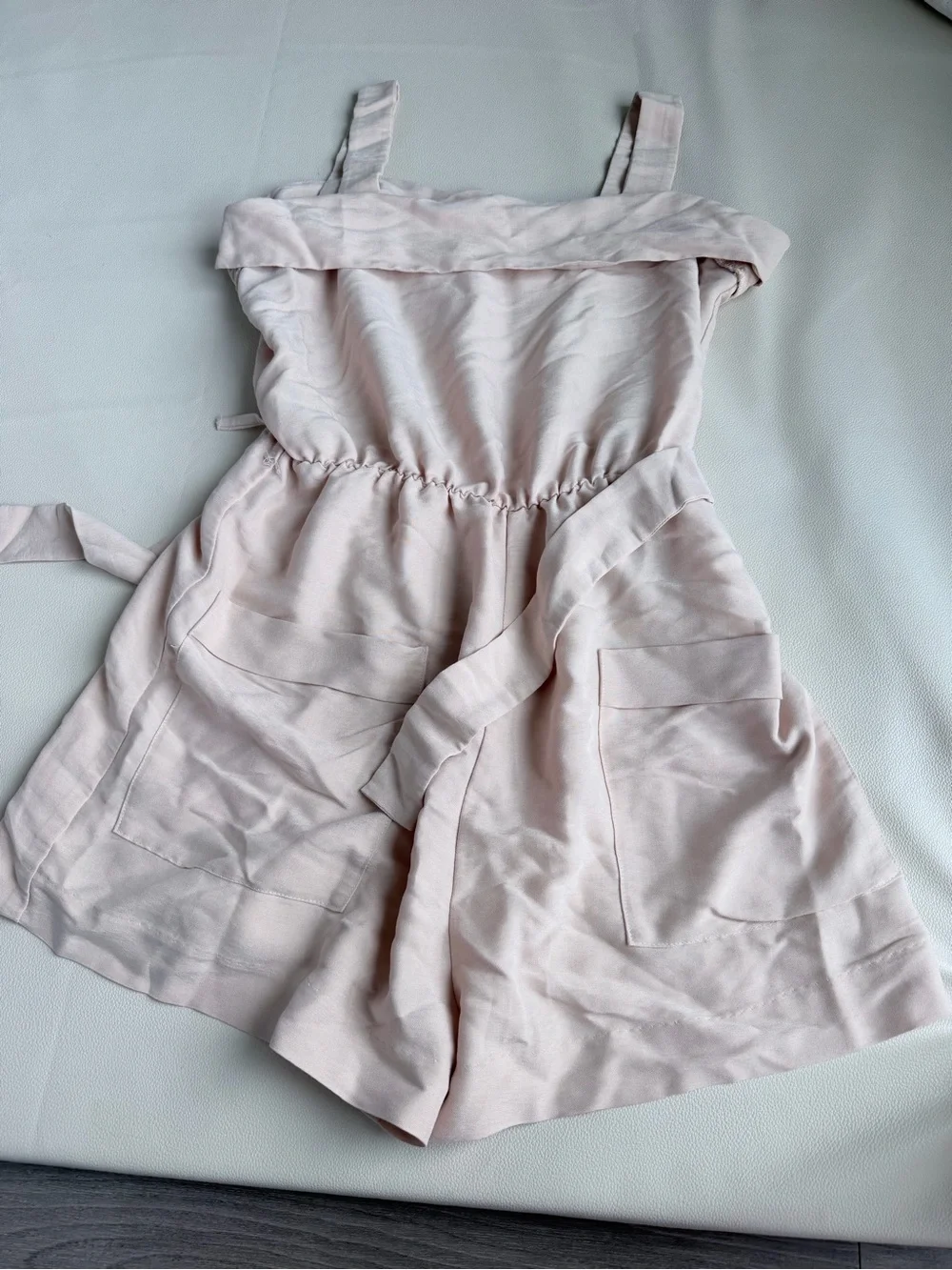 H&M Light Pink Linen Blend Romper